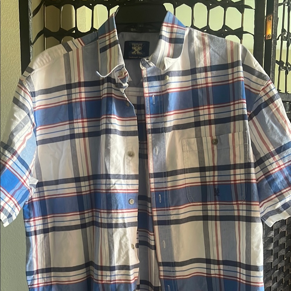 Men's Blue and‎ Red Plaid Shirt